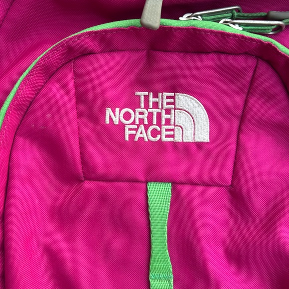 The North Face Vault Hiking Backpack Schoolbag Pink Lime Green Gray Used Cond Z7 - Picture 4 of 5